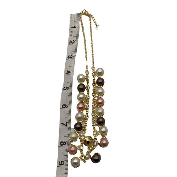 Costume Jewelry Necklace & Drop Earrings Set With Multicolor Faux Pearl Accents - Picture 6 of 14